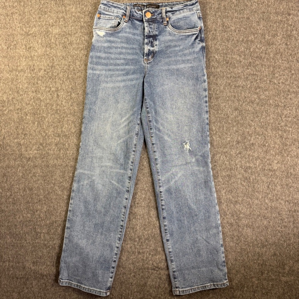 See Thru Soul High Rise Relaxed wide Straight Leg Jeans Size 27 Distressed